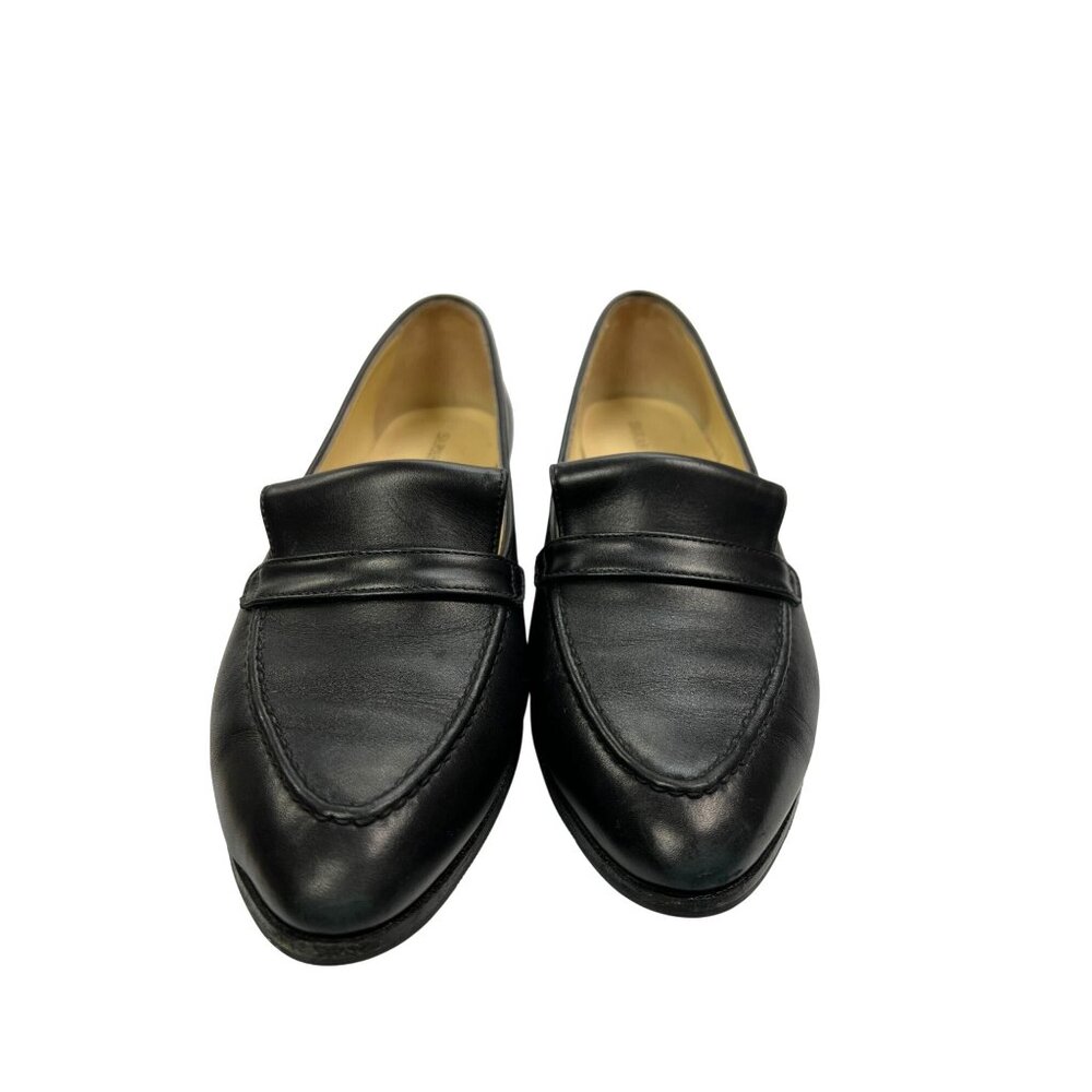 Sarah Flint Black Leather Loafers Womens Size 8.5 Handmade In Italy